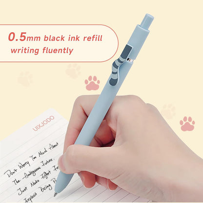 UIXJODO Gel Pens, 5 Pcs 0.5mm Black Ink Pens Fine Point Smooth Writing Pens with Silicone Grip, High-End Series Metal Clip Retractable Pens for Journaling Note Taking (Vintage)