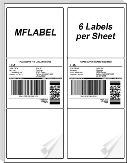 MFLABEL Half Sheet Shipping Labels - 200 Self Adhesive Sticker Sheets for Laser & Inkjet Printers, Waterproof & Smudge-Free, with 12 Free Fragile Labels for Packaging, Shipping and Crafting - Colors A