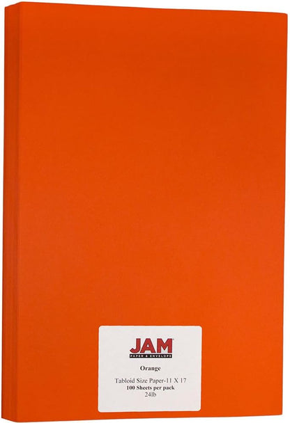 JAM PAPER Ledger Matte 24lb Paper - 90 gsm - 11 x 17 Tabloid - Yellow Recycled - 100 Sheets/Pack