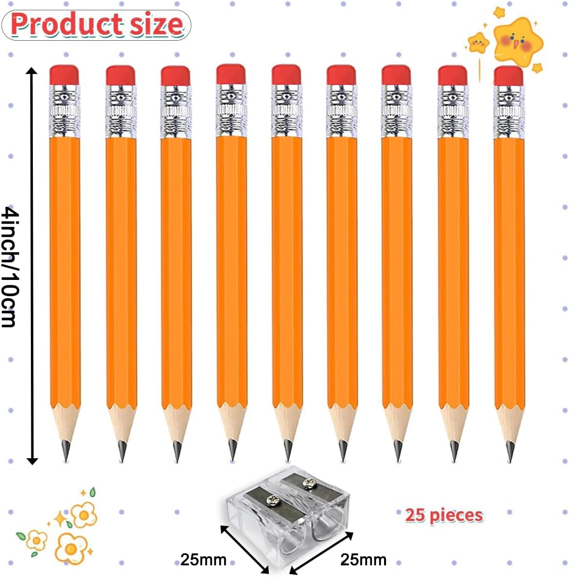 Adhere 25pcs Golf Pencils with Eraser Pre sharpened Hexagon half Wooden Pencils Graphite 2B for Golf Event Scoring,Classroom,Wedding,Company Meetings,Pew, Pocket (Nature)