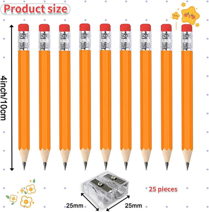 Adhere 25pcs Golf Pencils with Eraser Pre sharpened Hexagon half Wooden Pencils Graphite 2B for Golf Event Scoring,Classroom,Wedding,Company Meetings,Pew, Pocket (Nature)