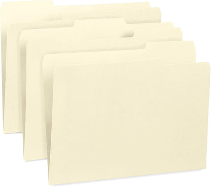 File Folder, 1/3 Cut Tab, Letter Size, Yellow, Great for Organizing and Easy File Storage, 100 Per Box