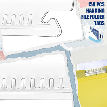 100Pcs 3 1/2 Inch Hanging File Folder Tabs Plastic Tabs for Hanging File Folders and Inserts Clear File Folder Tabs Insertable Plastic Tabs for Back to School Organizer Office Room