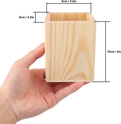 18 Pack Round Unfinished Wooden Pencil Holder, 3 x 3 x 4 Inch Wood Pencil Cup Holder, Wood Crafts Pencil Cup for Desk, Office, DIY Project