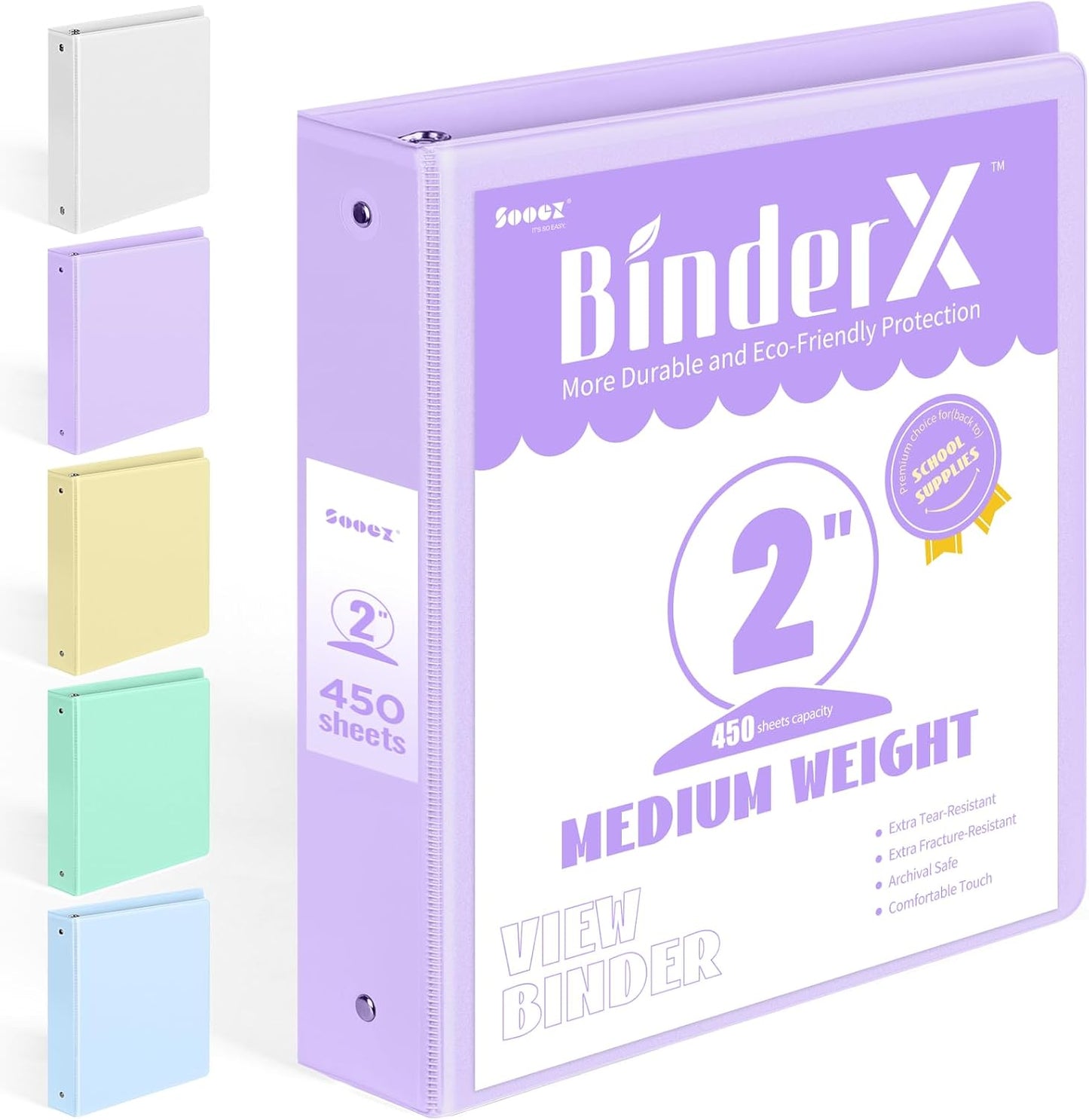 BinderX Extra Durable 3 Ring Binder, Round Rings 1 Inch Binder, Fits 175 Sheets of 8.5x11 Paper, Customizable View Cover with Inside Pockets, Cute 1" Binders, 1 Inch Binders 3 Ring, Pink