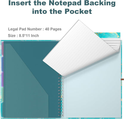 Hongri Clipboard Folio with Refillable Lined Notepad, 8.5 x 11 Folders with Storage 10 Pockets, Spiral Portfolio, Size 12.8X 9.7 in, Office & School Supplies, Skeleton