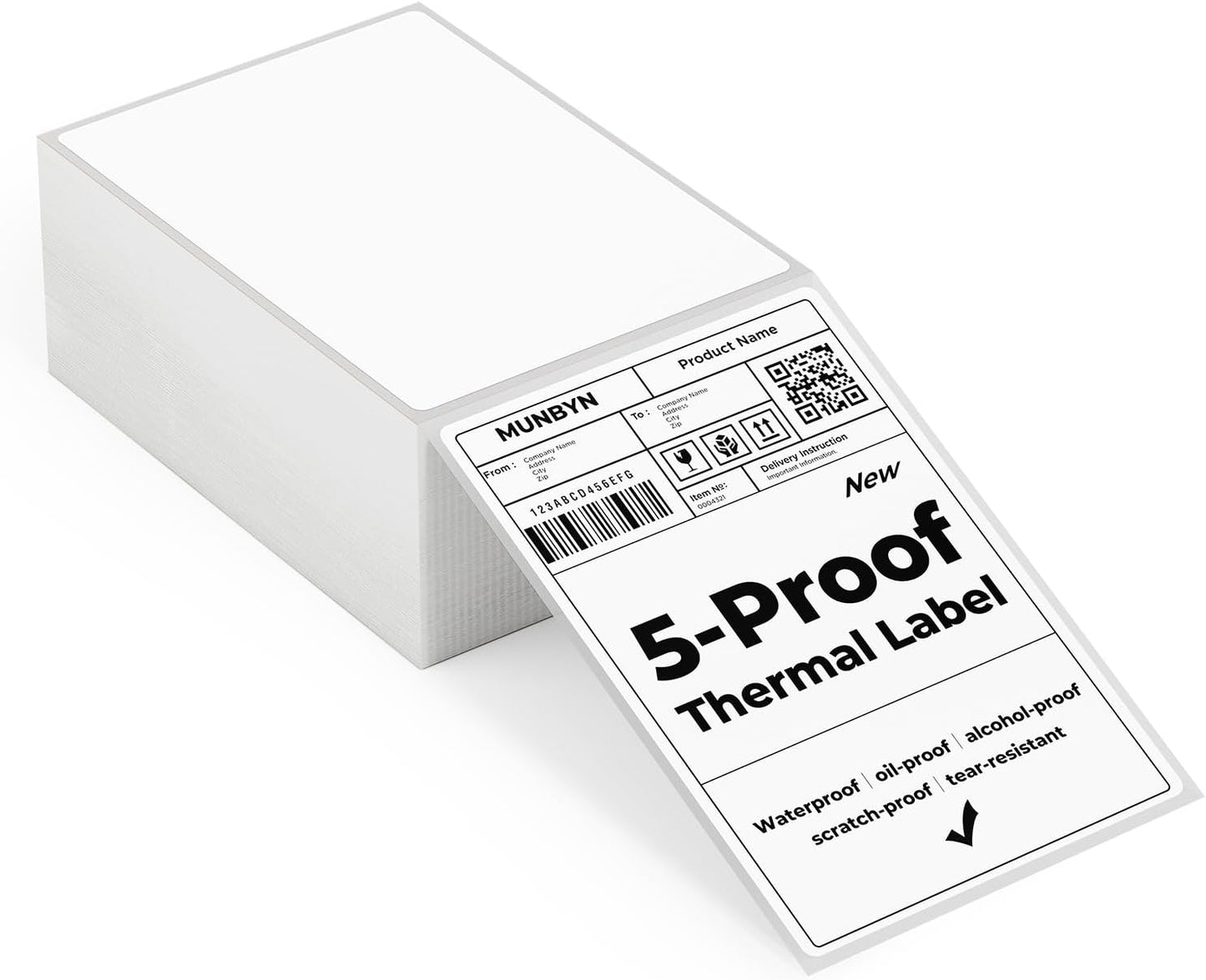 MUNBYN Thermal Direct Shipping Label (Pack of 500 4x6 Per Fanfold Labels) - Commercial Grade