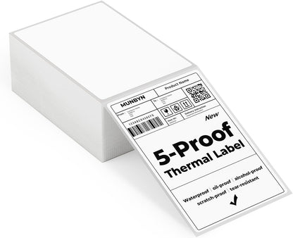 MUNBYN Thermal Direct Shipping Label (Pack of 500 4x6 Per Fanfold Labels) - Commercial Grade