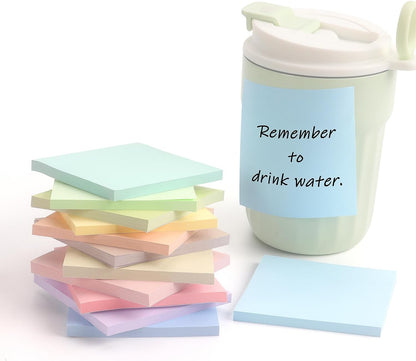 Sticky Notes 3x3inch, 8 Pads Self-Stick Notes, 8 Pastel Multi Colors with Gray Note Pads, Suitable for School, Home, Office, 80 Sheets/Pad