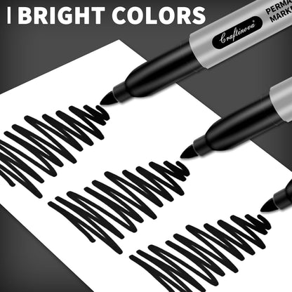 Black Ultra Fine Point Permanent Markers, Extra Fine Tip, Quick Drying and Waterproof, Fade Resistant Perfect on Paper, Glass, Metal, Plastic, Wood, Office & School Use, 30 Pack