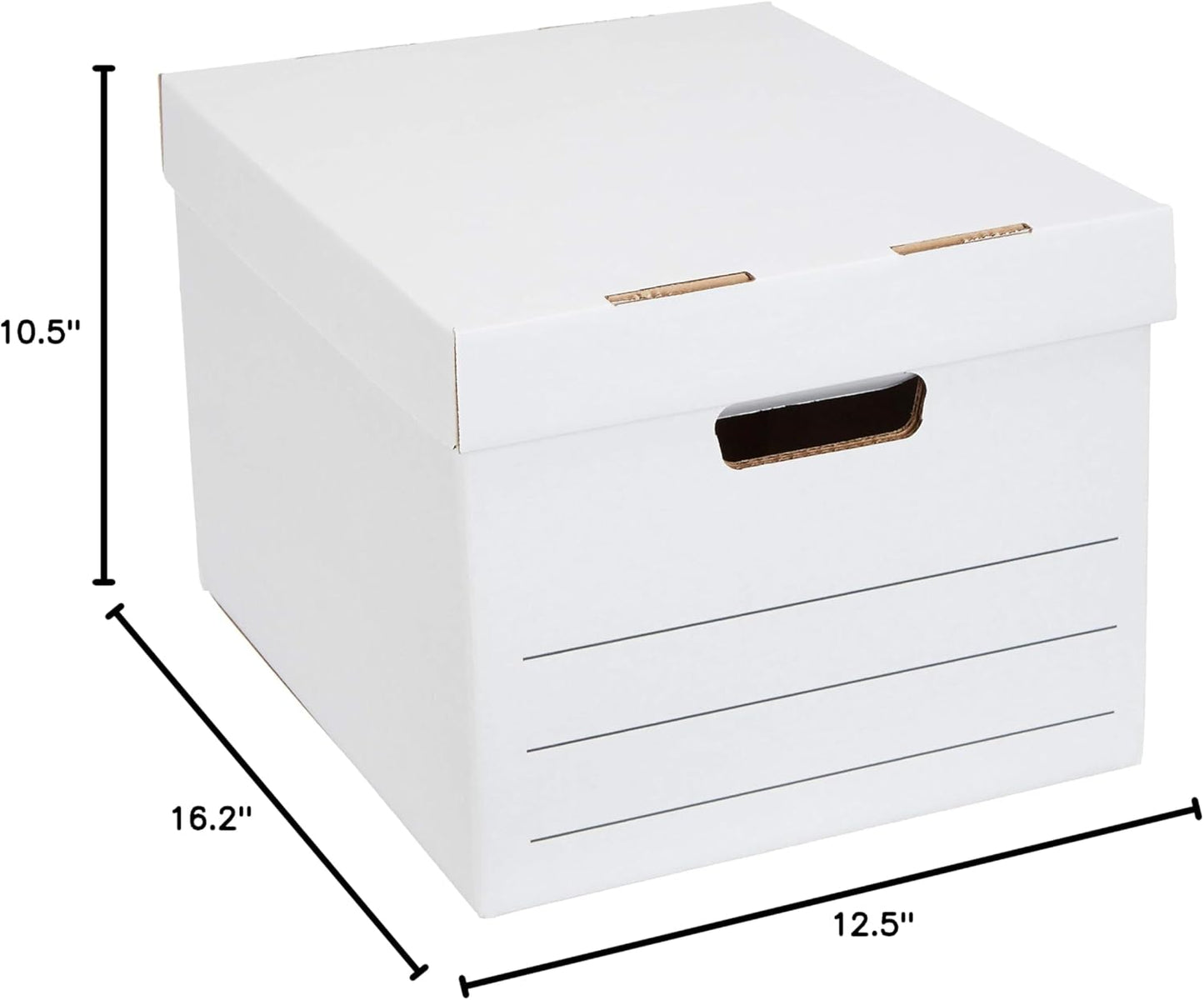 Amazon Basics Storage/Filing Boxes with Lift-Off Lid, Letter/Legal Size, Collapsible, Tape-Free Assembly, White, 16.2" L x 12.5" W x 10.5" H, 20-Pack