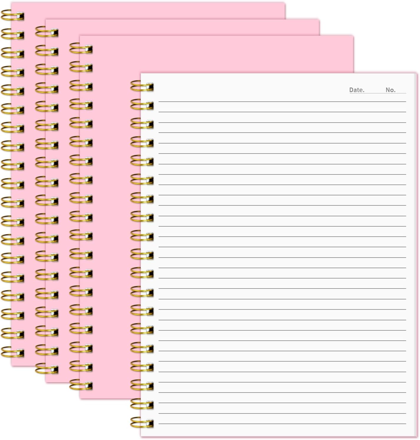Lined Spiral Notebook B5 Black Journal 7.48'' X 10.18''-4 Pack 7mm College Ruled Hardcover Notebooks 160 Pages 100GSM Thick Paper for Note Taking School Office Supplies