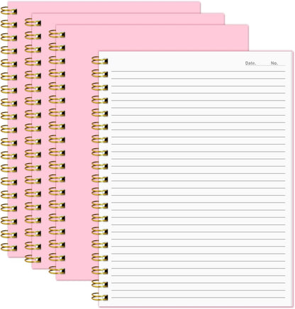 Lined Spiral Notebook B5 Black Journal 7.48'' X 10.18''-4 Pack 7mm College Ruled Hardcover Notebooks 160 Pages 100GSM Thick Paper for Note Taking School Office Supplies