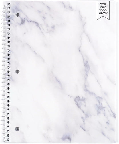 Yoobi College Ruled 8 x 10.5” Spiral Notebook Set – 3-Pack of 1 Subject Notebooks, Pink, Purple & Black Celestial Patterns – 150 Perforated 3-Hole Punched Sheets