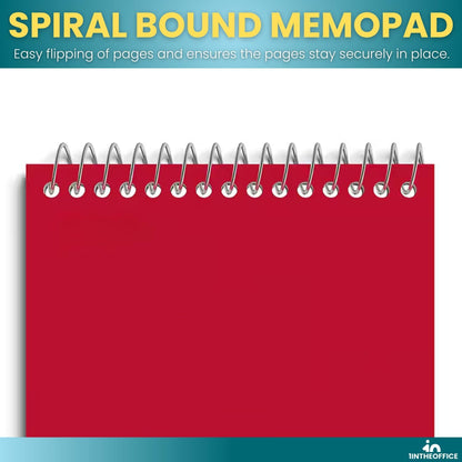 1InTheOffice Wirebound Memo Pads, 4" x 6", College, Assorted, 50 Sheets/Pad, (5 Pads)