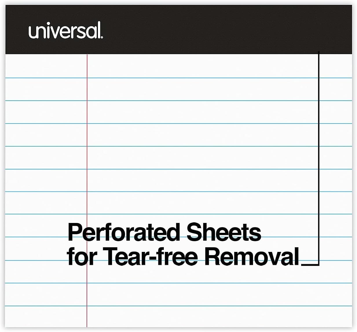 Universal 30630 Premium Ruled Writing Pads, White, 8 1/2 x 11, Legal/Wide, 50 Sheets (Pack of 6 Pads)