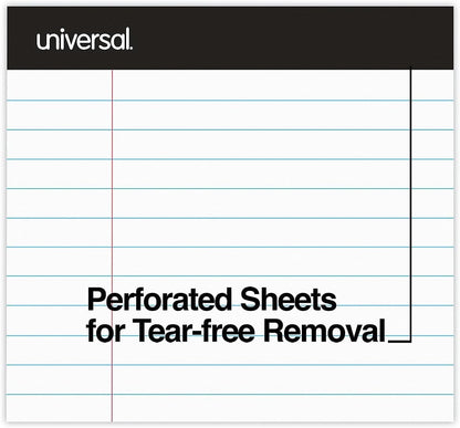 Universal 30630 Premium Ruled Writing Pads, White, 8 1/2 x 11, Legal/Wide, 50 Sheets (Pack of 6 Pads)