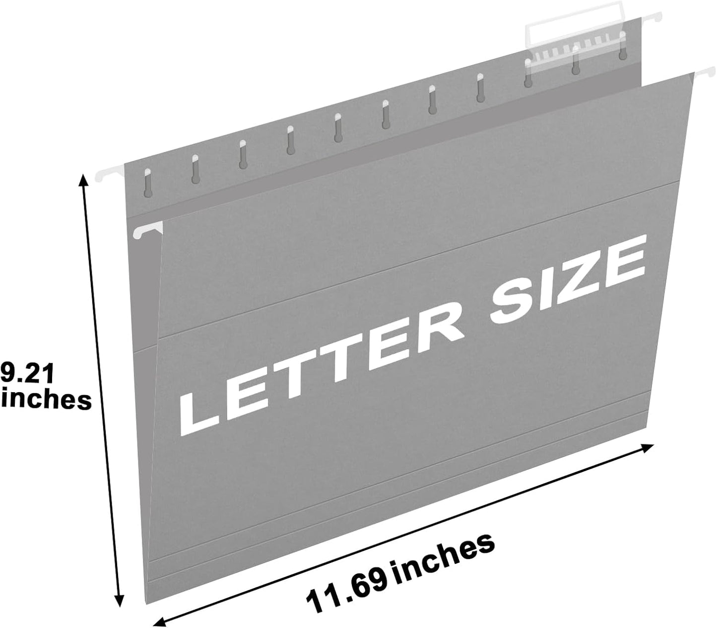 HERKKA Hanging File Folders, 60 Pack Reinforced Letter Size Hanging Folders, Designed for Bulky Files, Filing Cabinet, 1/5-Cut Adjustable Tabs (Black)
