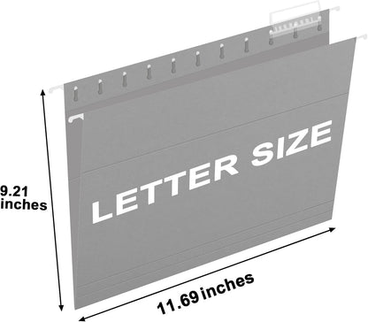 HERKKA Hanging File Folders, 60 Pack Reinforced Letter Size Hanging Folders, Designed for Bulky Files, Filing Cabinet, 1/5-Cut Adjustable Tabs (Black)