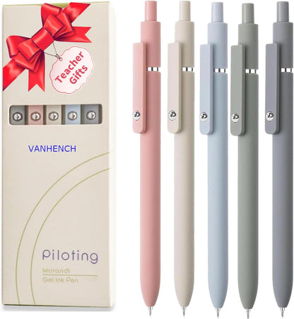 Vanhench 7Pcs 0.5 mm Black Ink Gel Pens Fine Point Smooth Writing Quick Dry Pen for Nurses Teacher Journaling Note Office Desk School Gift, Nice Cute Multifunction Writing Pens with Fidget Stress Ball