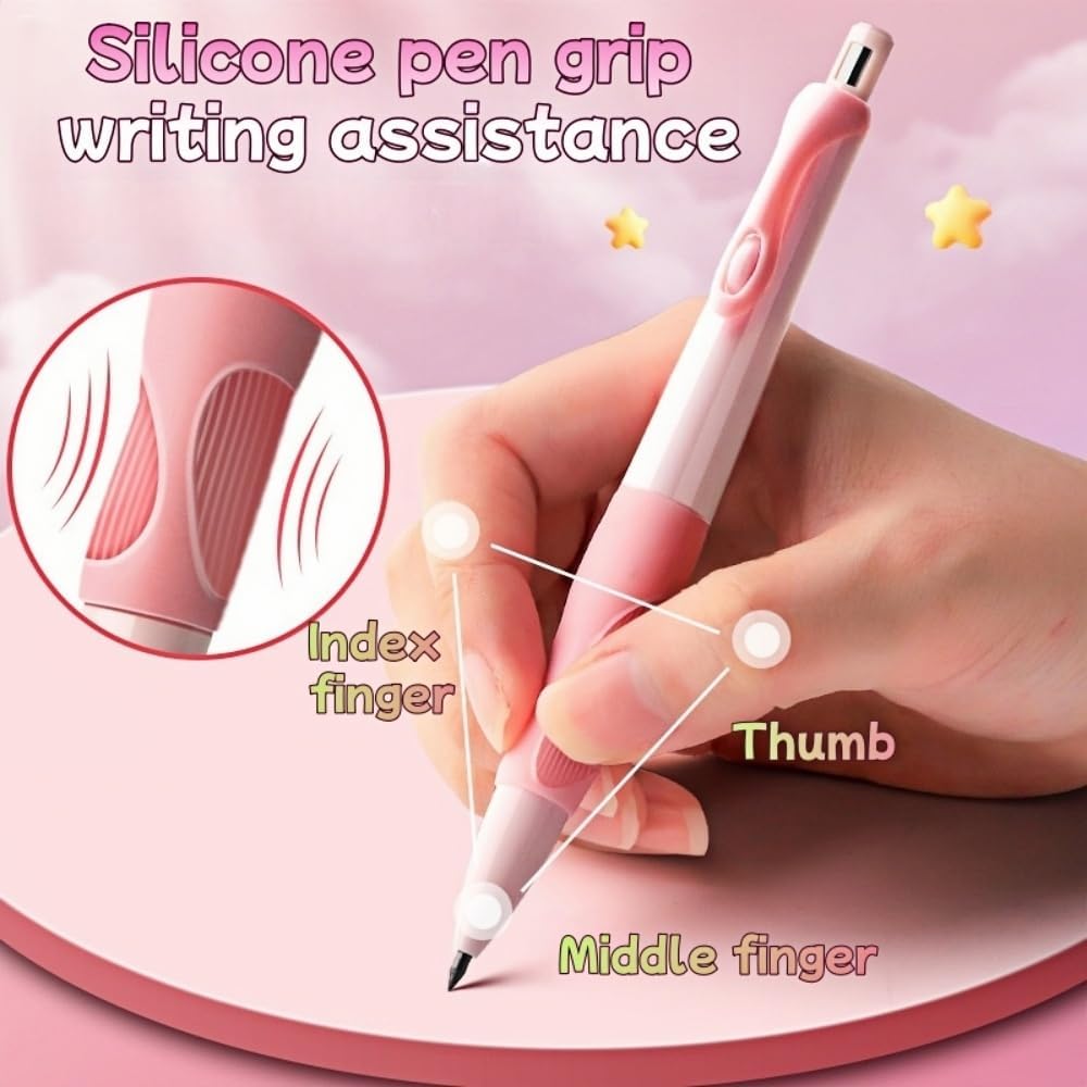 Handwriting thick mechanical pencils with grip: 2.0MM HB Pencil for kids with 14 leads (6 pack)