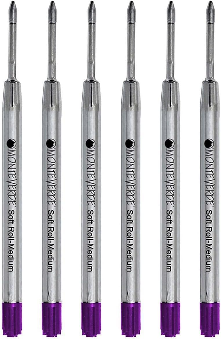 Monteverde Soft Roll Ballpoint Pen Refills to Fit Parker-Style Pens, Medium Point, Brown, 2-Pack, Smooth Writing Technology for Parker, Conklin, Schmidt, and More