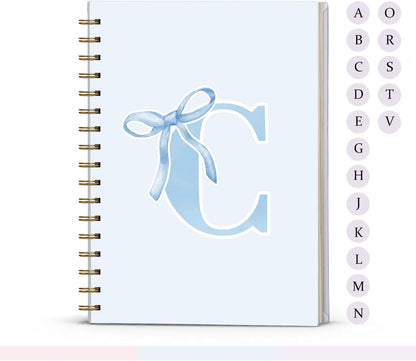 Blue Bow Journal Notebook for Girls,Initial H Journals Personalized Diary Gifts for Teen Girl Kids,Monogrammed Gifts for Women,Trendy Coquette Cute Hardcover Spiral Notebook 5.5 x 8.3 - Colors A