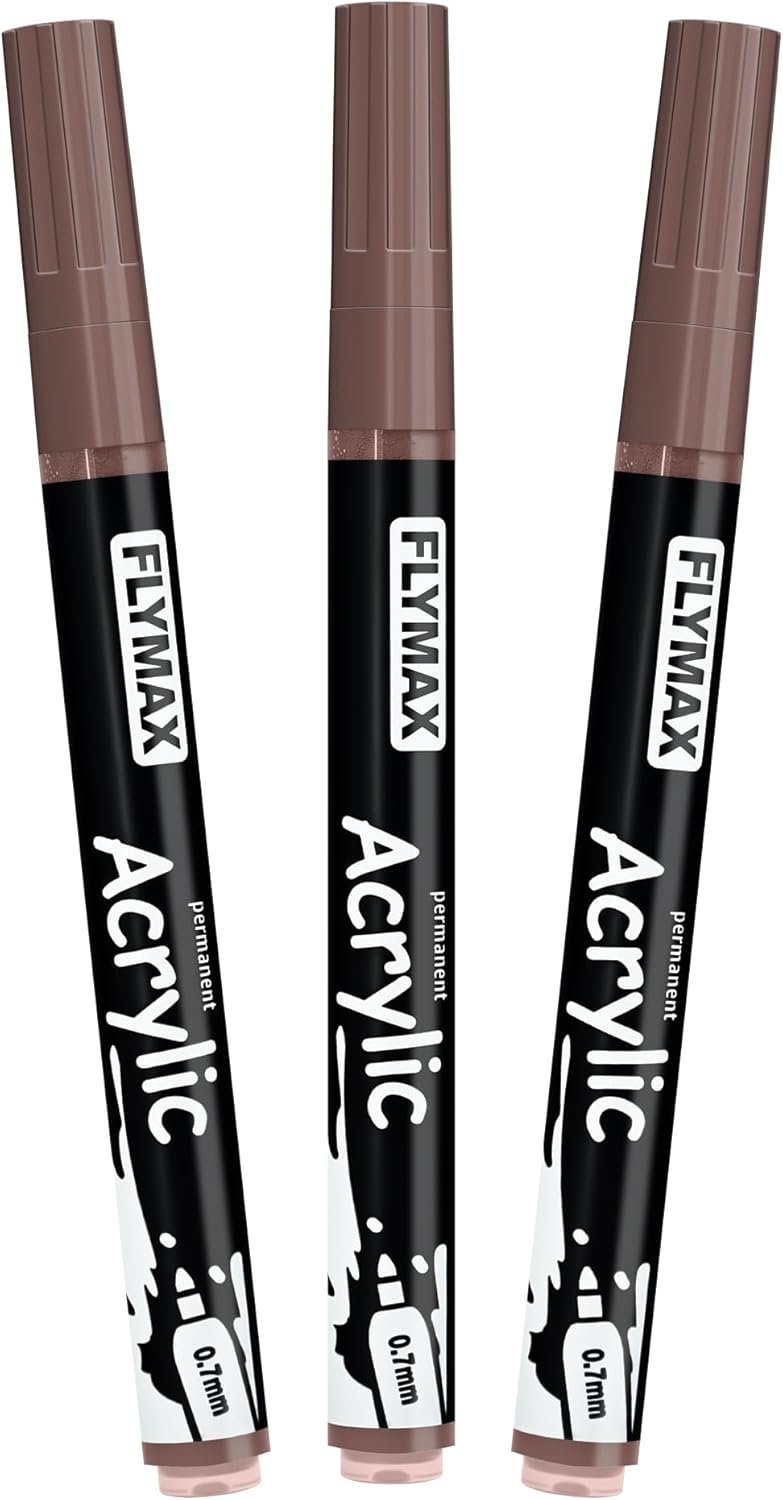 FLYMAX Gold Marker Paint Pens - Permanent Marker Pens Gold Acrylic Paint Water-Based 0.7mm Fine Tip Waterproof Quick-Drying (3 in 1Pack)
