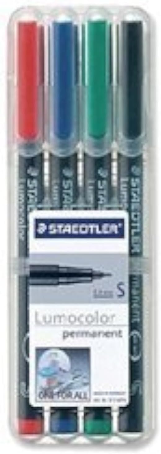 STAEDTLER 313 Lumocolor Pen Permanent Superfine 0.4mm Assorted Ref 313WP4 [Wallet 4]
