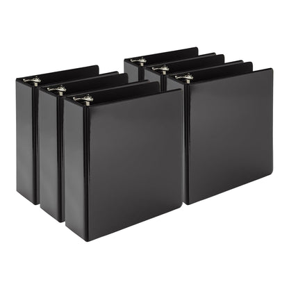 Samsill Economy 3 Ring Mini Binder, 1-Inch Round Ring Binder, Holds 100 Sheets, Black, 6 Pack (MP32300)