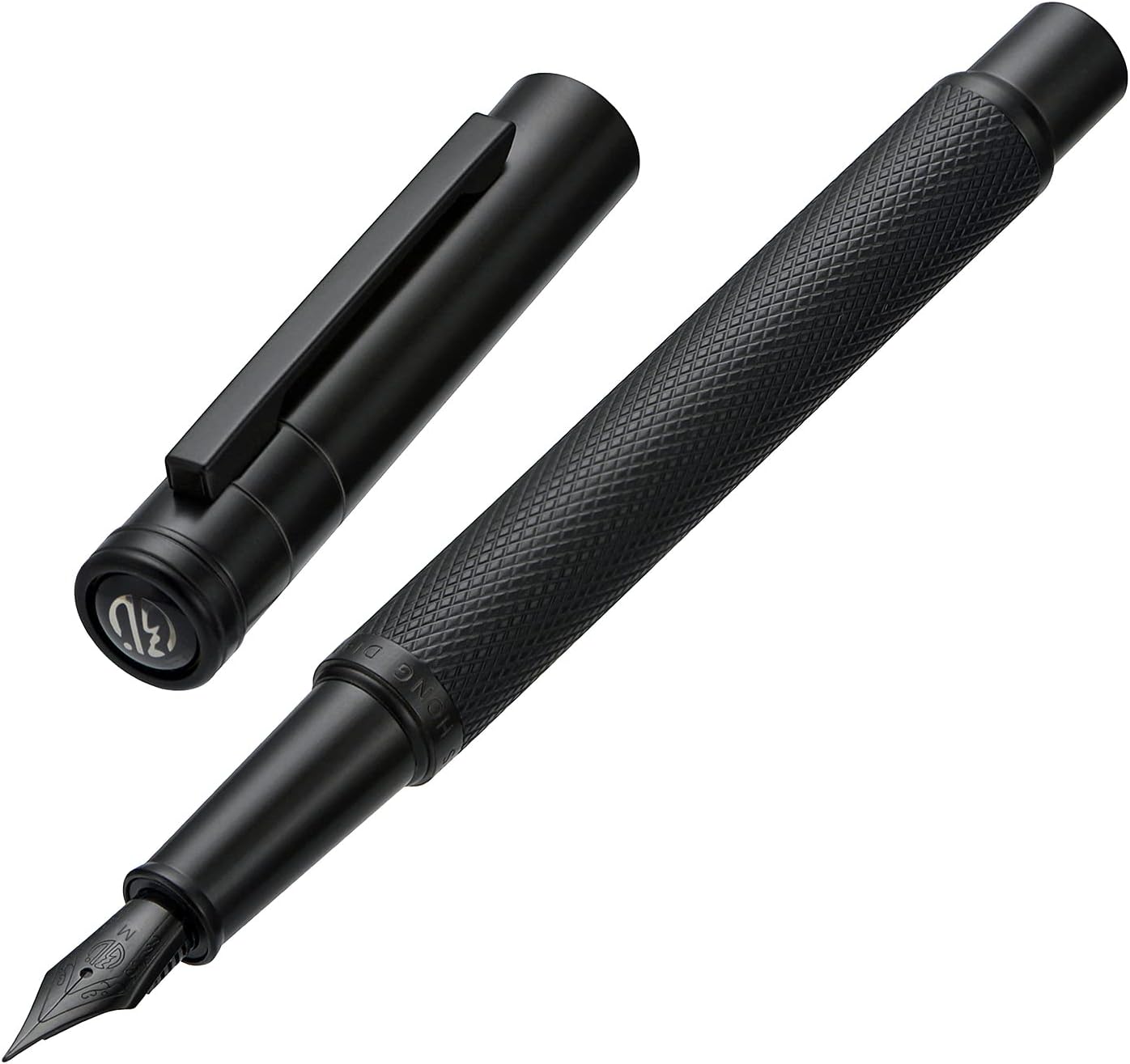 Hongdian Matte Black Forest Rollerball Pen with Schmidt Black Ink Refill, Classic Design with Metal Case for Business Signature