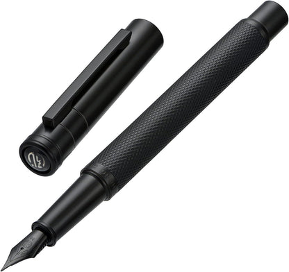 Hongdian Matte Black Forest Rollerball Pen with Schmidt Black Ink Refill, Classic Design with Metal Case for Business Signature