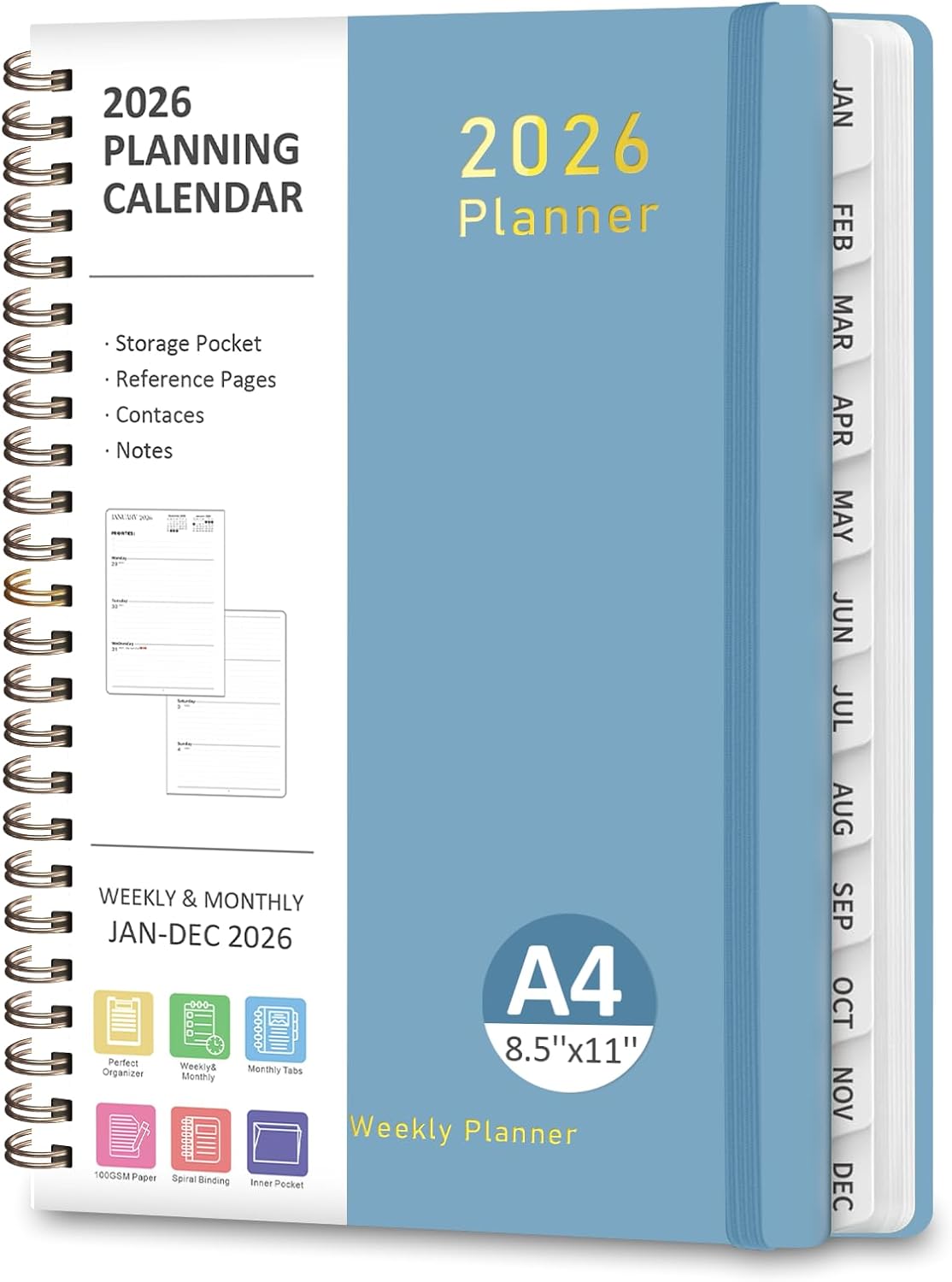 Planner 2026-2027, Weekly and Monthly Academic Year Calendar Planner, July 2026 - June 2027, Daily Agenda Book for Office School Supplies, A5(6.3'' x 8.5'')
