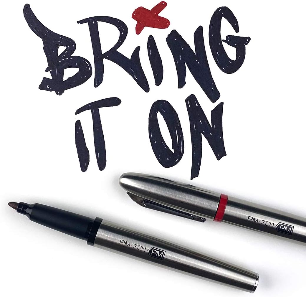 Zebra Pen, PM-701 Permanent Marker, Fine Bullet Point, Black Ink, Stainless Steel Barrel, Refillable, Includes 1 Refill, Cap Off Time of 120 Hours, 1-Pack (65211)