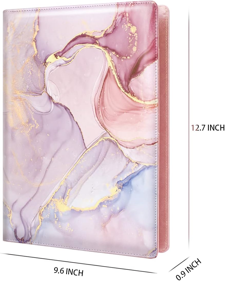 WAVEYU Resume Portfolio Folder, Padfolio Clipboard, Writing Portfolio Leather Clipboard with Cover for Legal Pad Holder Letter Size A4 for Business Conference Notepad Clip Boards, Purple