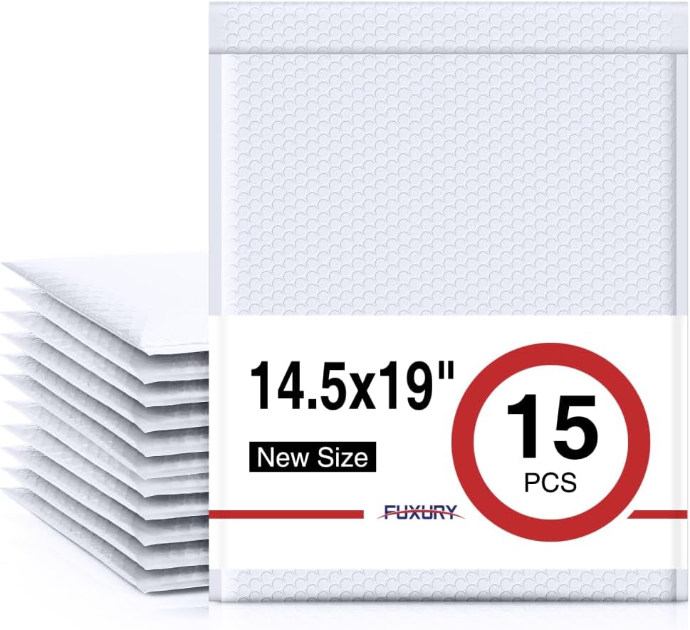 Fuxury Bubble Mailer 6x10" 100 Pack White Bubble Mailers Usable Size 6x9" Self Seal Padded Mailing Envelopes Opaque Bubble Padded Mailer for Small Business Mailing Jewelry Makeup Small Items