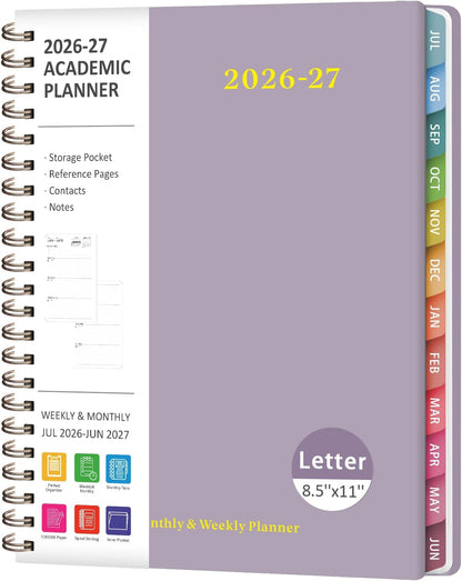 Planner 2026-2027, Weekly and Monthly Academic Year Calendar Planner, July 2026 - June 2027, Daily Agenda Book for Office School Supplies, A5(6.3'' x 8.5'')