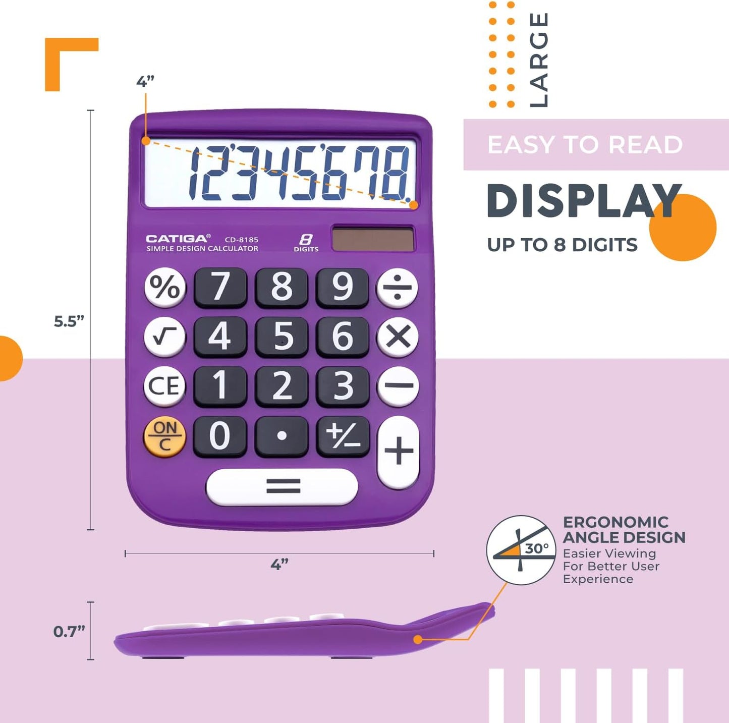 CATIGA 12 Digit Desktop Calculator Basic Desk Calculator with Large LCD Display, Big Buttons, 4 Function, Solar and Battery Dual Power, for Office, School, Home, SD-1292 Green