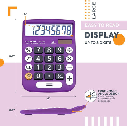 CATIGA 12 Digit Desktop Calculator Basic Desk Calculator with Large LCD Display, Big Buttons, 4 Function, Solar and Battery Dual Power, for Office, School, Home, SD-1292 Green