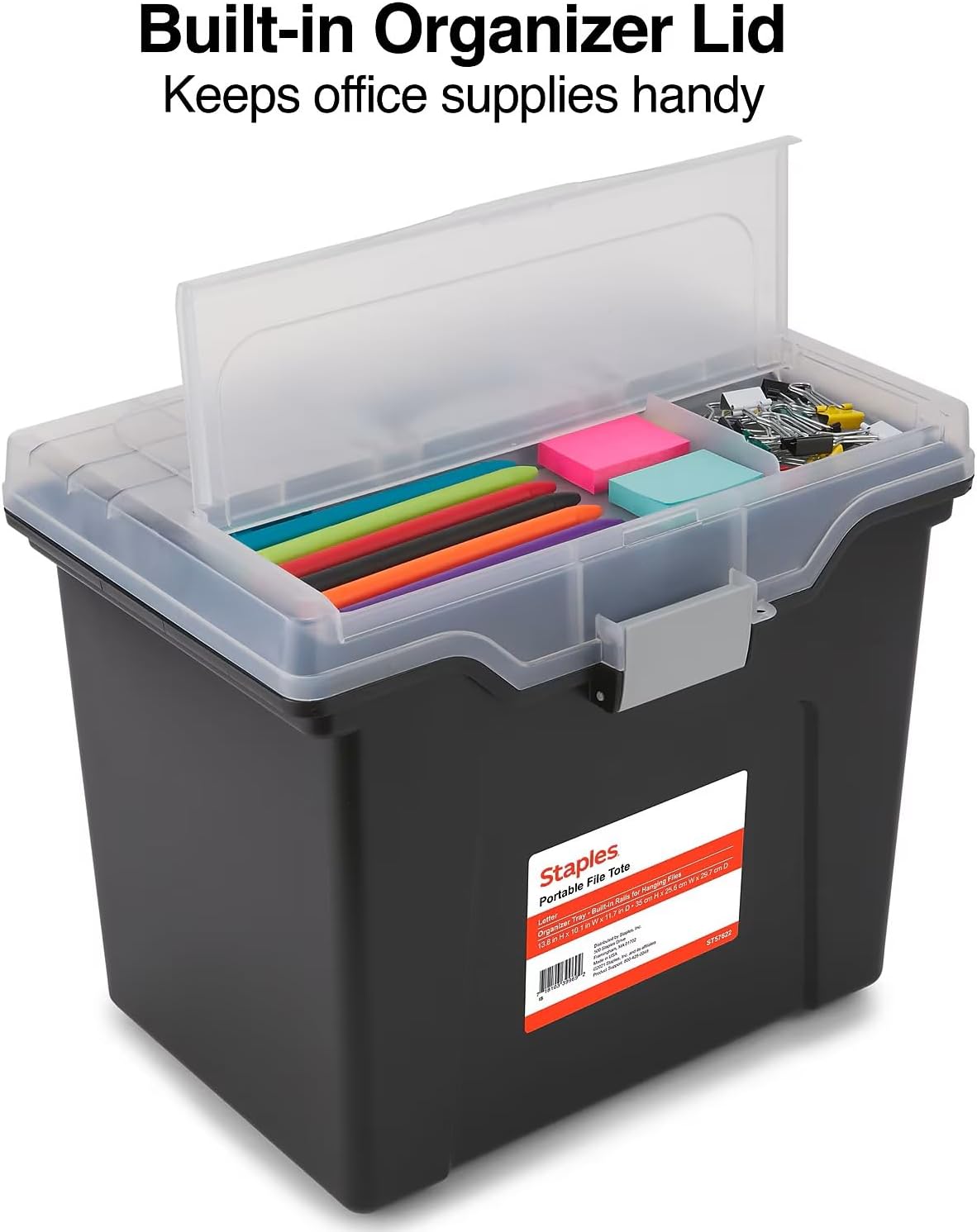 STAPLES Plastic File Box with Snap Lid, Letter/Legal Size, Clear, 4/Carton