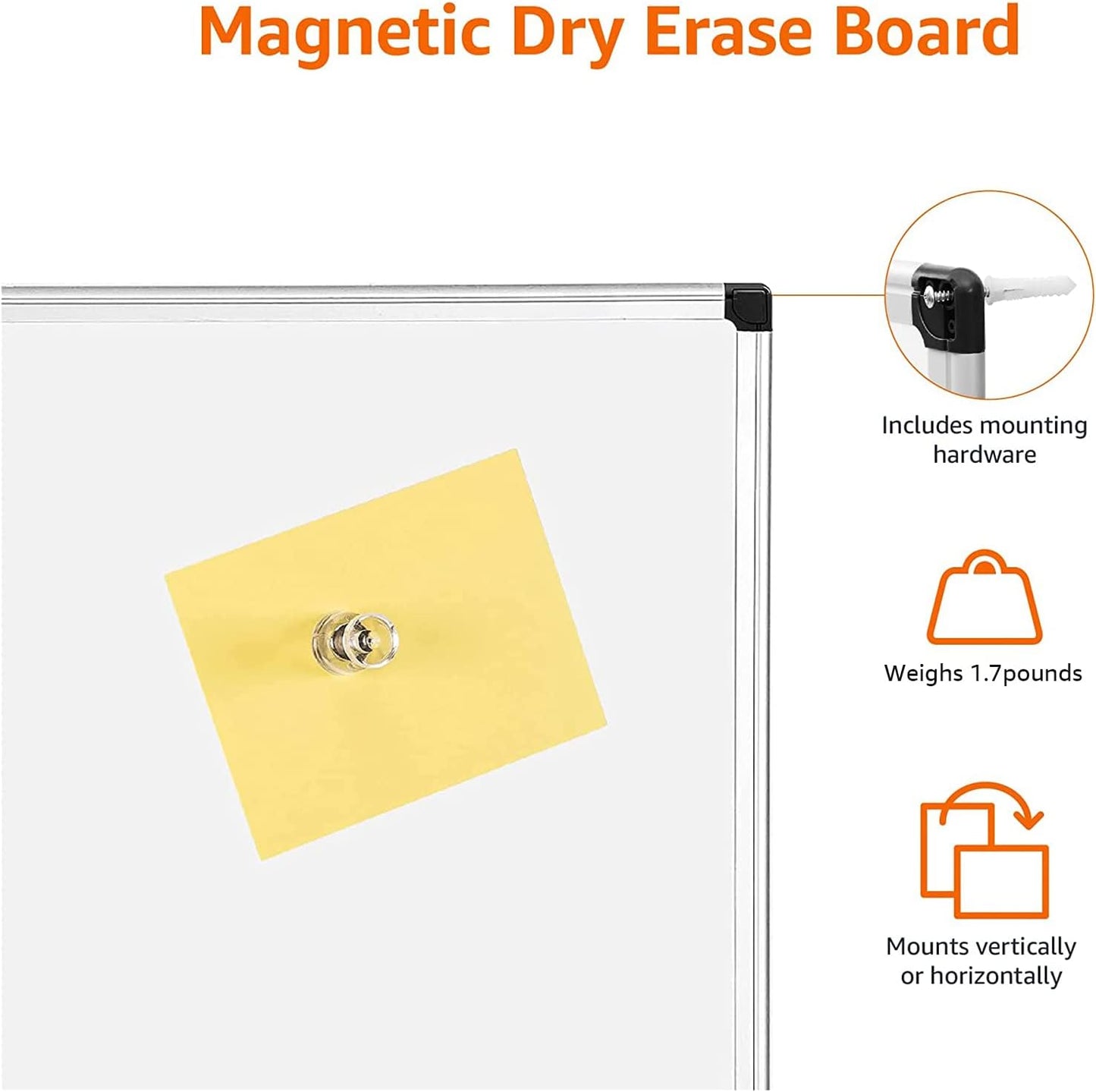 Amazon Basics Magnetic Dry Erase Whiteboard, 36 x 48-inch, Aluminum Frame, Silver/White, Easy to Install