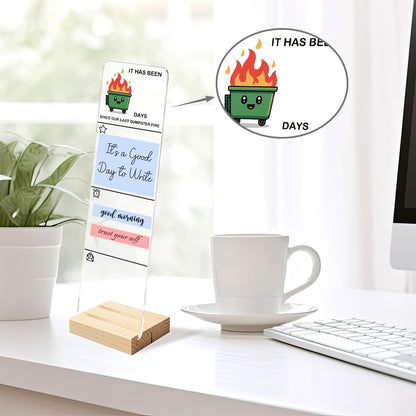 Sticky Notes Monitor Memo Board Acrylic Note Holder with Removable Wooden Base, Everything is Fine Logo Desk Set Includes 200 Sheets Two Sizes Sticky Notes, Office Desk Accessories Organizer