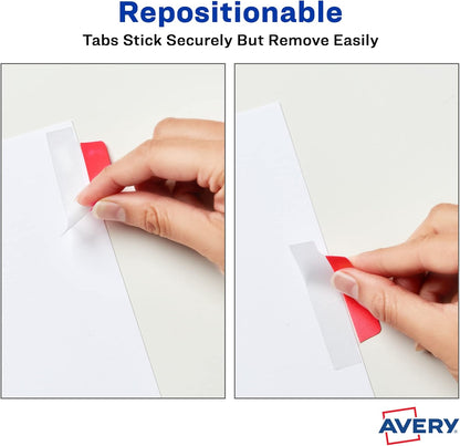 Avery Margin Ultra Tabs, 2.5" x 1", 2-Side Writable, Assorted Colors, 48 Repositionable Page Tabs (74866)