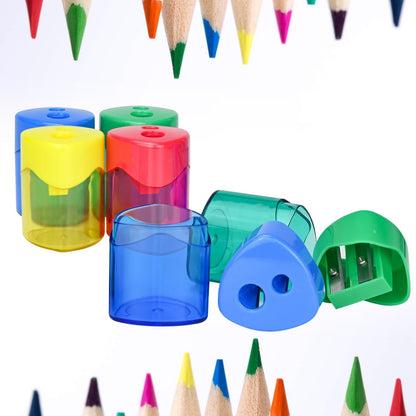 AUSTARK 4Pcs Pencil Sharpeners Manual for Kids Adults, Dual Hole Small Handheld Pencil Sharpener Bulk for Office School Home, Back to School Supplies