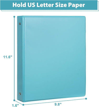 CIXILDTS 1-Inch Round Ring Binders, Standard 3 Ring Binder Fit Letter Size Paper, Presentation View Binders, 6 Packs, Assorted