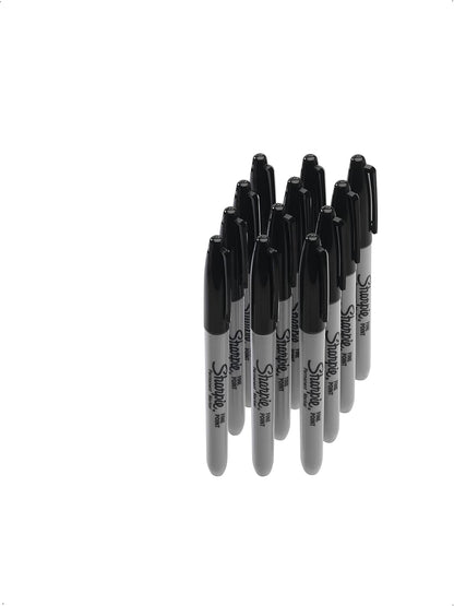 Sharpie Permanent Markers, Fine Point, Black, 12 Count