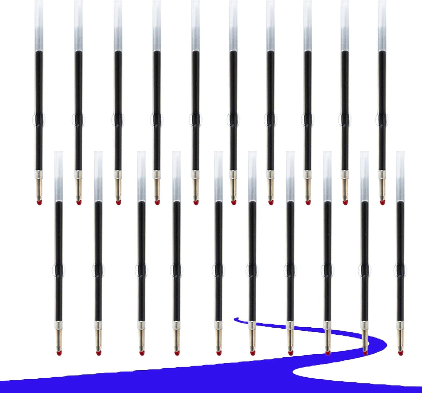 30 Pieces Pen Refills Ink Ballpoint Pen Refill 3.85 Inch Replacement Ink Refill Bulk for Retractable Pens Office School Supplies, Medium Point(Blue3.85)