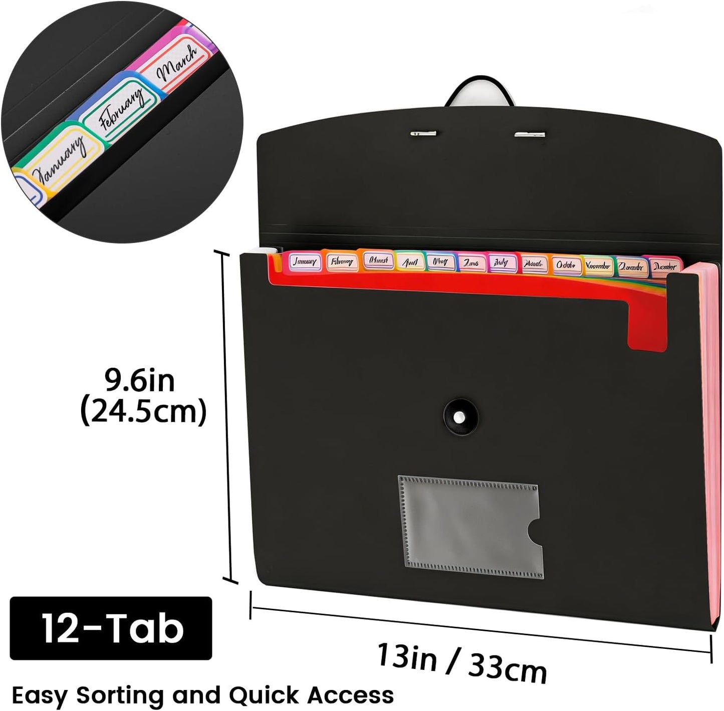 5-Pack 13-Pocket Expanding File Folder, Accordion File Organizer with Labels, Fits Letter Size & A4 Paper, for Home Office School College Supplies