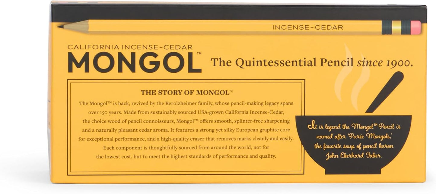 Mongol Classic Incense Cedar #2 Pencil - 12-Pack – Pre-sharpened, European Graphite Core, US Grown Cedar, Smudge Free Eraser – Nontoxic PMA Certified