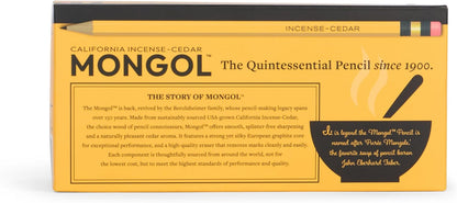Mongol Classic Incense Cedar #2 Pencil - 12-Pack – Pre-sharpened, European Graphite Core, US Grown Cedar, Smudge Free Eraser – Nontoxic PMA Certified